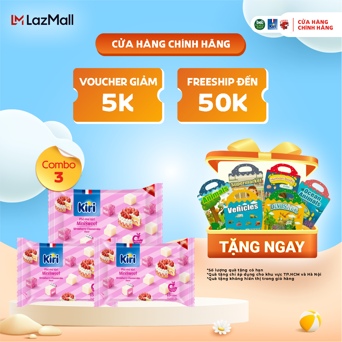 Combo 3 Phô Mai Kiri MiniSweet Hương Bánh Phô mai dâu