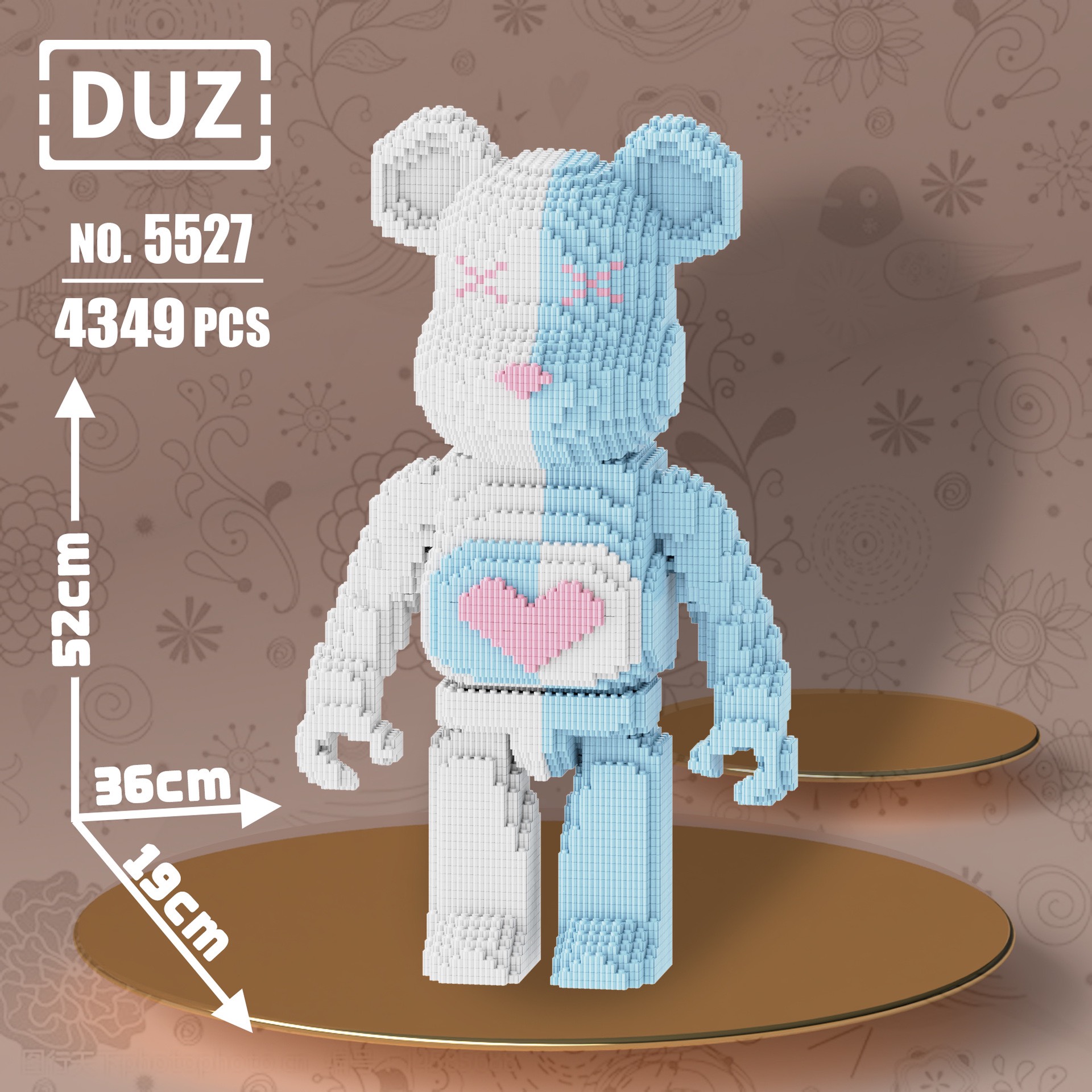 52cm- Tặng kèm búa + có ngăn kéo- Đồ chơi xếp hình lắp ráp mô hình Gấu Bearbrick cỡ lớn mẫu dễ thương