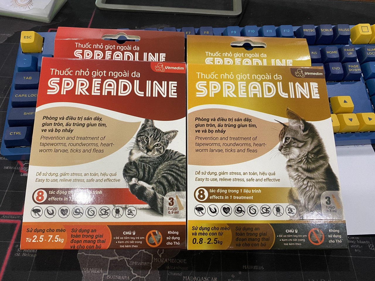 "Hoàn tiền đến 10%" Vemedim SPREADLINE nhỏ giọt ngoài da phòng và diệt sạch rận tai, sán dây, giun tròn, ấu trùng giun tim, ve và bọ nhảy cho mèo - Spread line