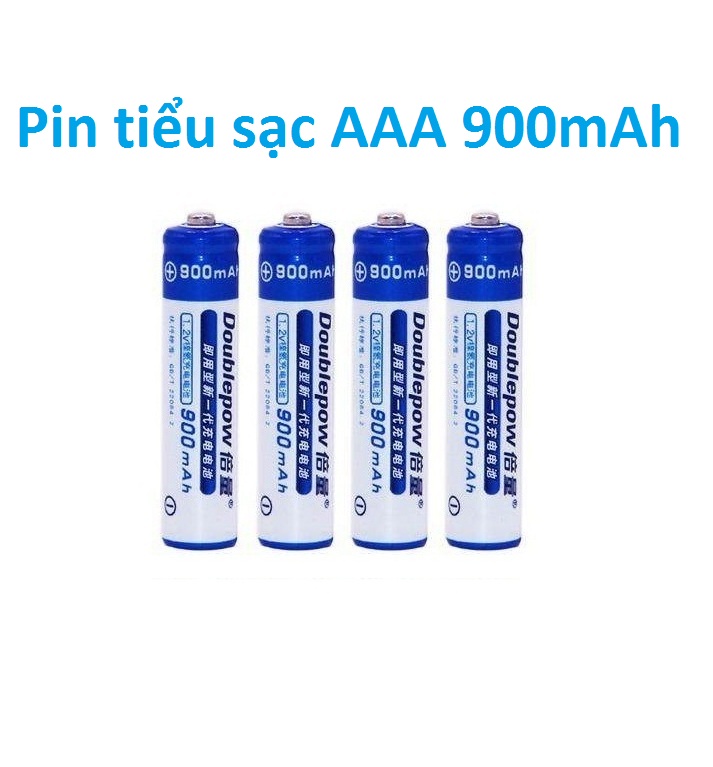 Bộ 4 pin sac, pin tiểu nhỏ (pin đũa ) AAA Doublepow 900 mAh lắp các loại remote tivi, điều hòa,...