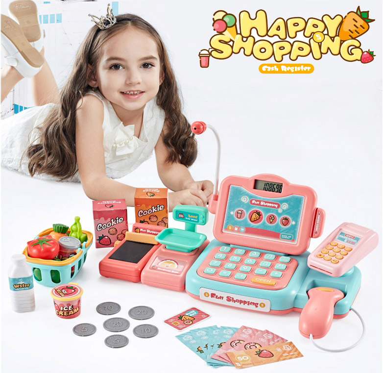 Đồ Chơi Máy Tính Tiền Siêu Thị Thu Ngân Phiên Bản Nâng Cấp (Màu Hồng)