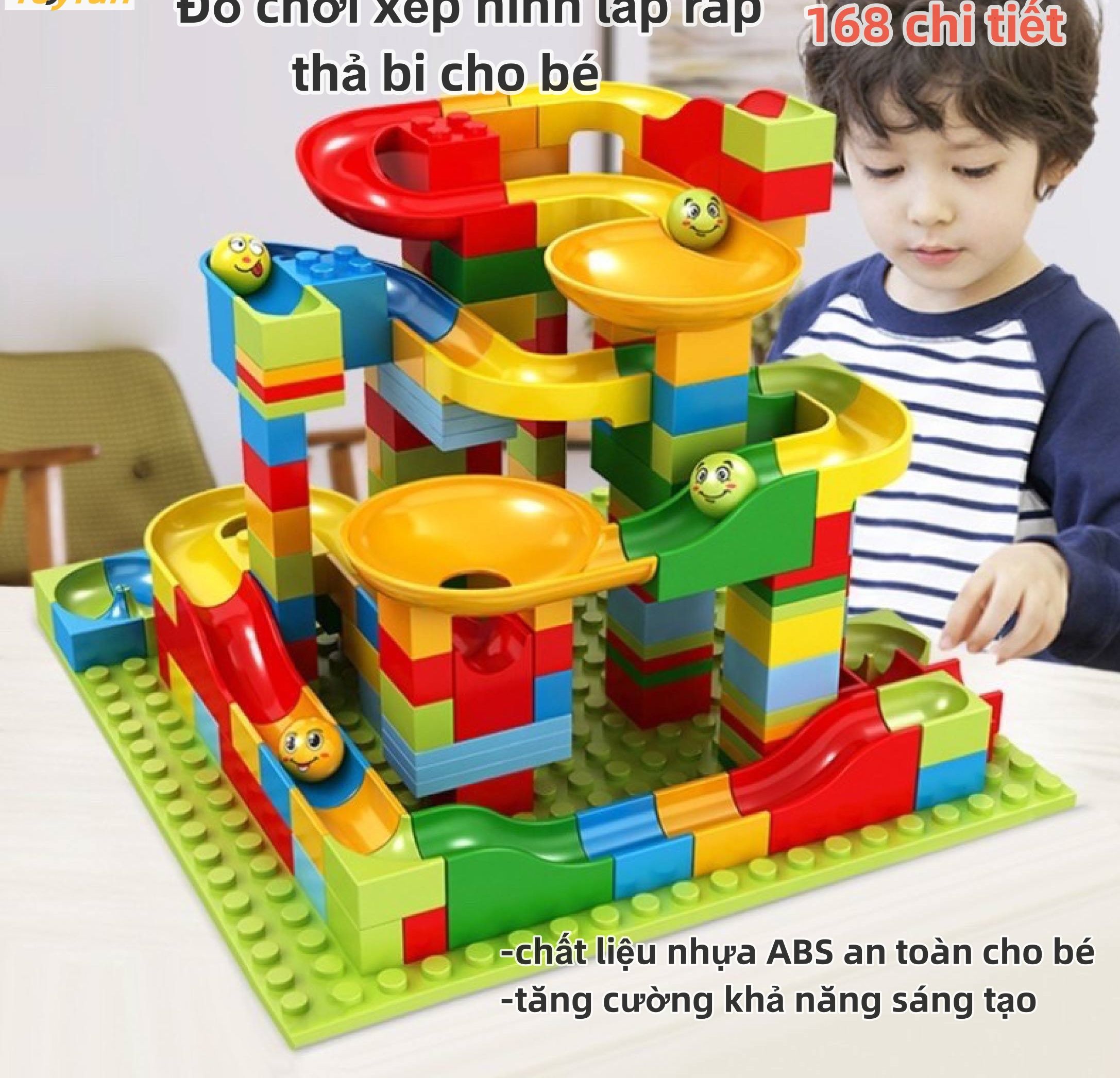 Đồ Chơi Xếp Hình Cầu Trượt Thả Bi 84-336 Chi Tiết Lớn Cho Bé Dễ Dàng Lắp Ráp