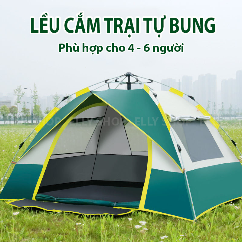 Lều Cắm Trại Lều dã ngoại đi phượt tự bung du lịch cỡ lớn 4-6 người chống nước chống tia tử ngoại DL