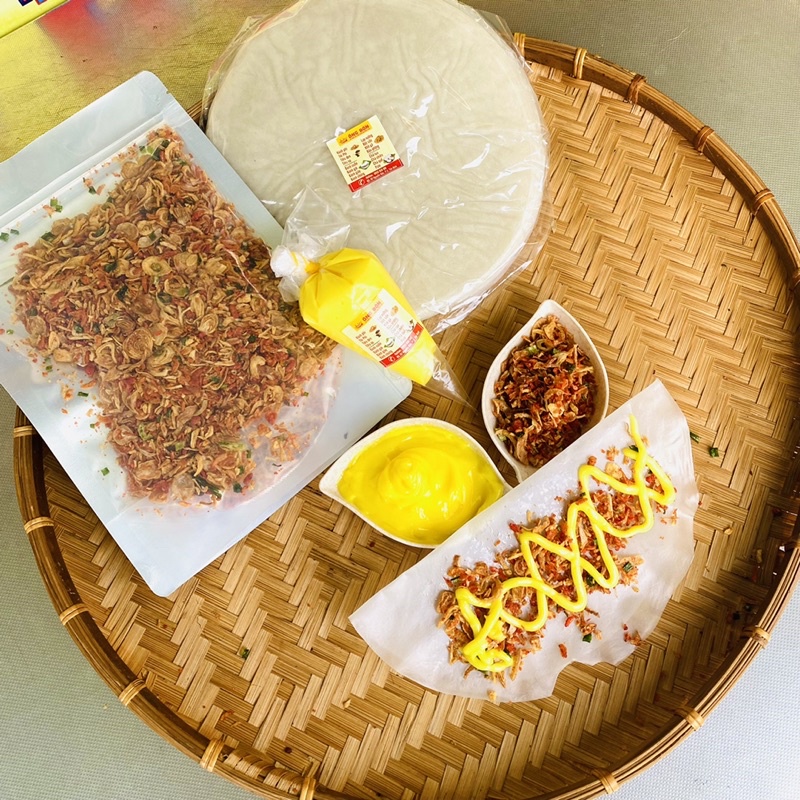 Combo bánh tráng phơi sương dẻo 300g + 100g bơ + 200g muối tôm hành phi