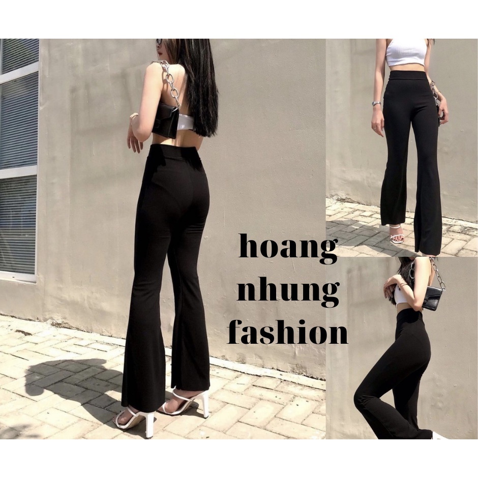 Quần ống loe cạp cao legging dáng dài, Quần legging nữ ôm ống loe dáng dài
