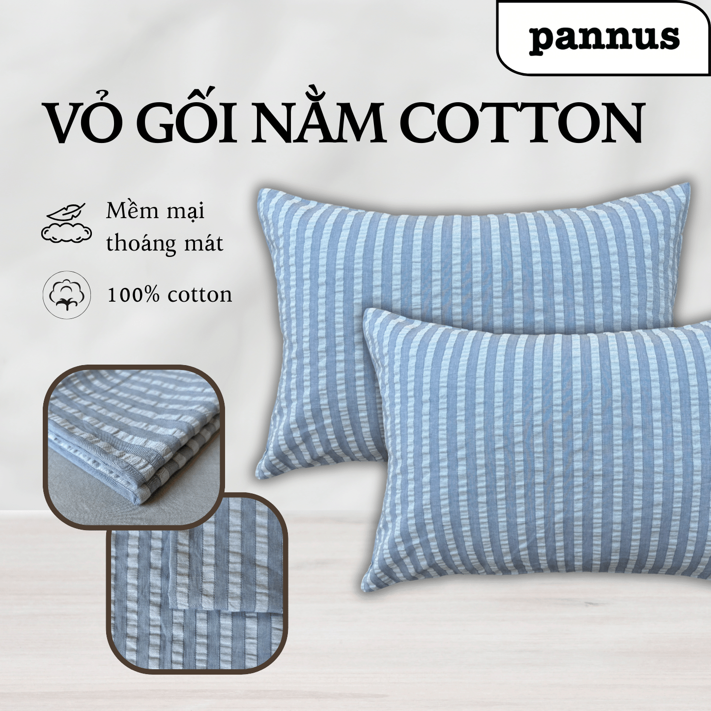 Beige PANNUS 100% cotton cao cấp mềm mại không phai vải nhún 40x60 43x63 45x65 MUJI JAPAN UNIQLO có khả năng thấm hút ẩm cực tốt, tạo cảm gi Màu be