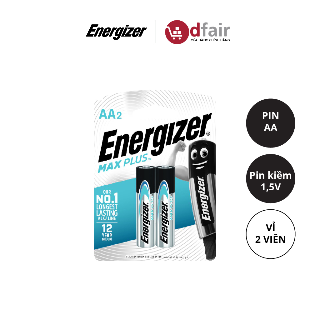 Vỉ 2 viên pin aa energizer max plus ep91 bp2 - 100922574