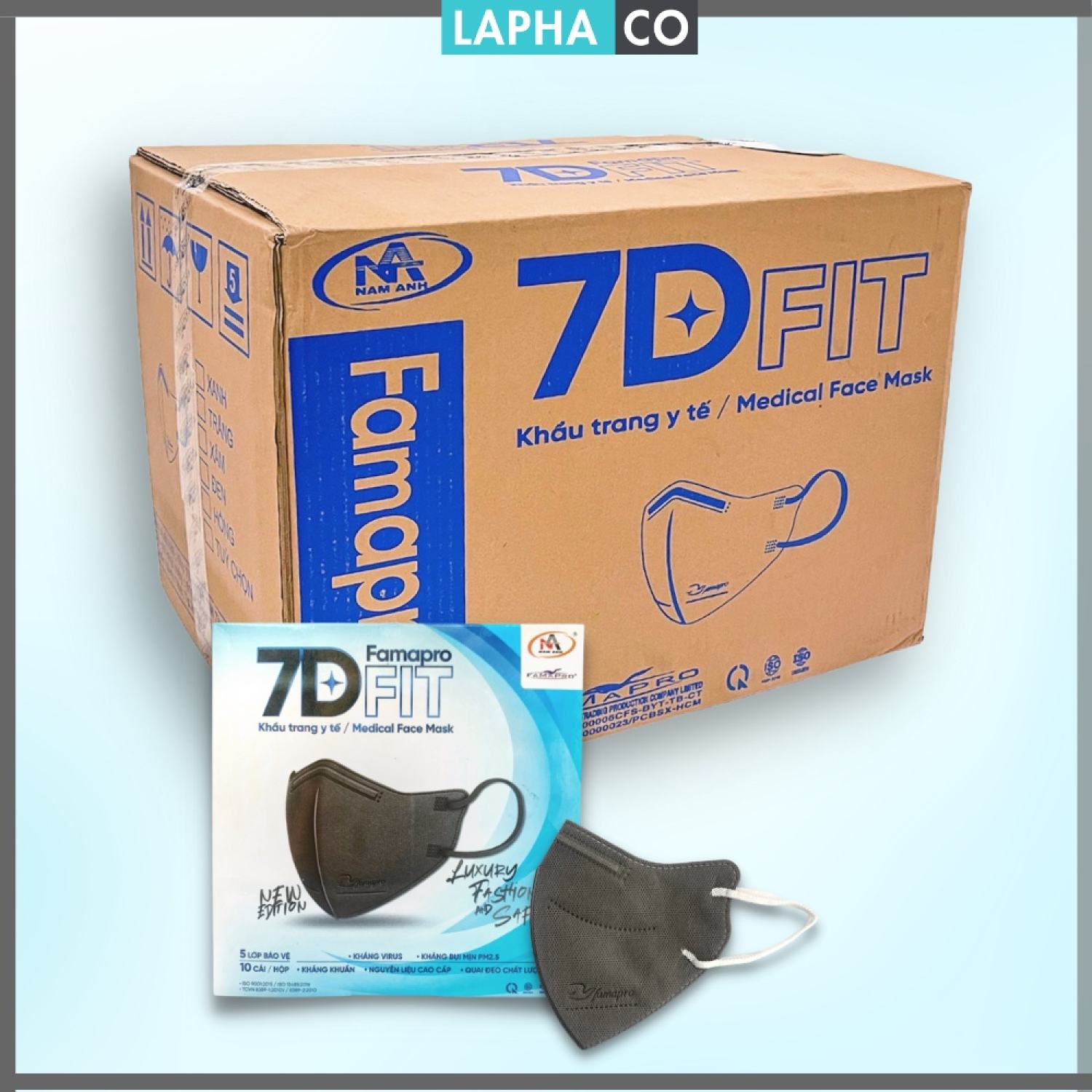 7d 5 lớp thùng 50 hộp - khẩu trang y tế cao cấp famapro 7d fit 5 lớp dày dặn