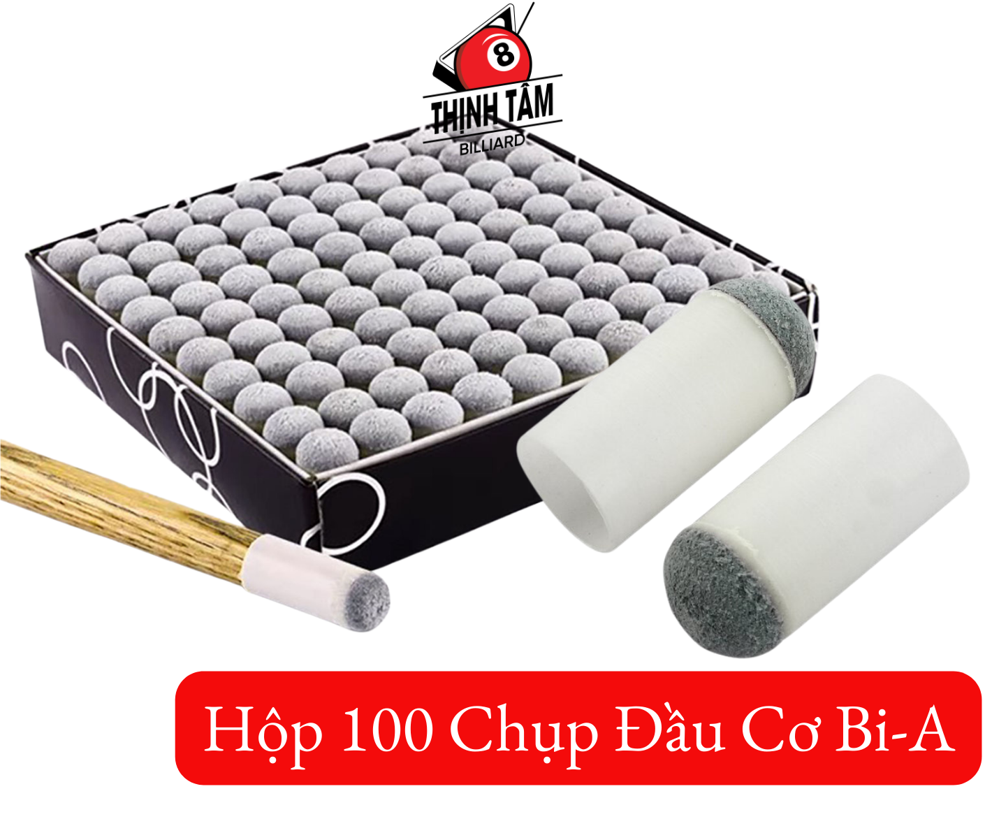 Hộp 100 chụp đầu cơ bida bi-a abc 11mm 12mm 13mm chuẩn xịn