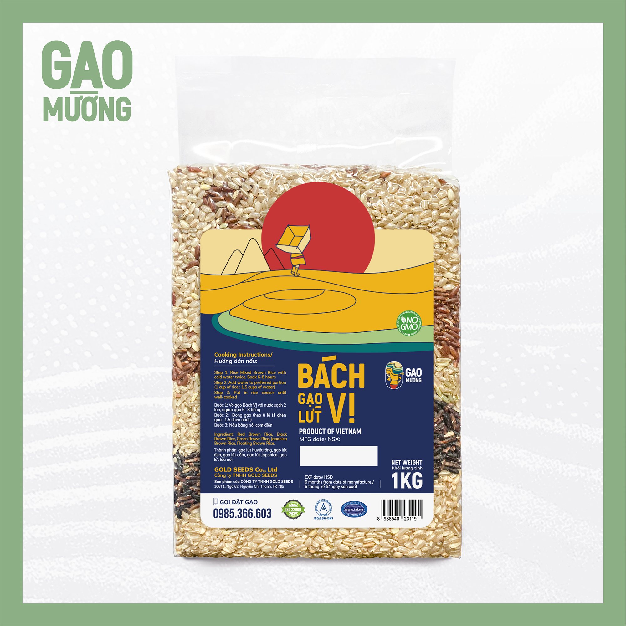 Gạo lứt Bách vị hỗ trợ ăn kiêng giảm cân đóng gói túi hút chân không 1kg mix 5 loại lứt