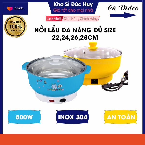 Nồi Lẩu Đủ Size 22cm, 24cm, 26cm, 28cm Nồi Lẩu Đa Năng Kiểu Dáng Thông Minh Và Hiện Đại - Độ Bền Cao, Nồi Hấp, Chảo Mini. Nồi Lẩu Gia đình Nồi Lẩu Điện Gia Đình 1000W Đáy Inox 304, Nồi ăn Lẩu Danh Cho Sinh Viên Và Văn Phòng