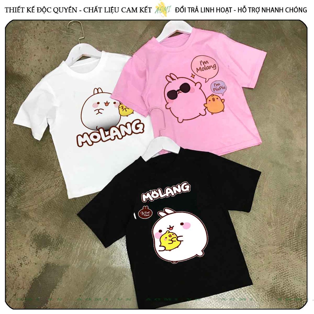 ÁO THUN friend molang vit thỏ cute UNISEX PHÔNG ĐEN TAY NGẮN NAM NỮ GIA ĐÌNH CẶP ĐÔI SIZE TRẺ EM BÉ TRAI GÁI VHS