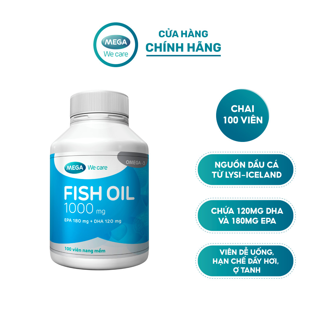 CHÍNH HÃNG Fish Oil 1000mg Hộp 100 viên - Viên Uống Bổ Sung DHA & EPA Từ