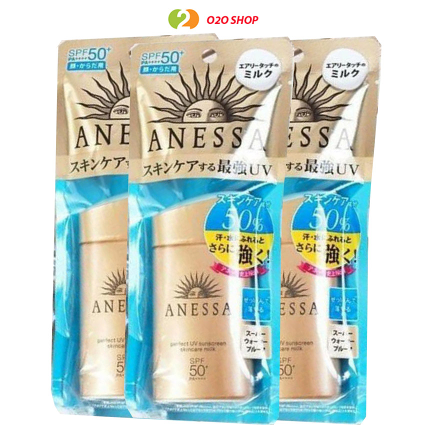 Kem chống nắng dạng sữa dưỡng da và bảo vệ hoàn hảo Anessa Perfect UV Skincare Milk SPF 50+ PA++++ 60ml giúp kiềm dầu tối ưu o2obd