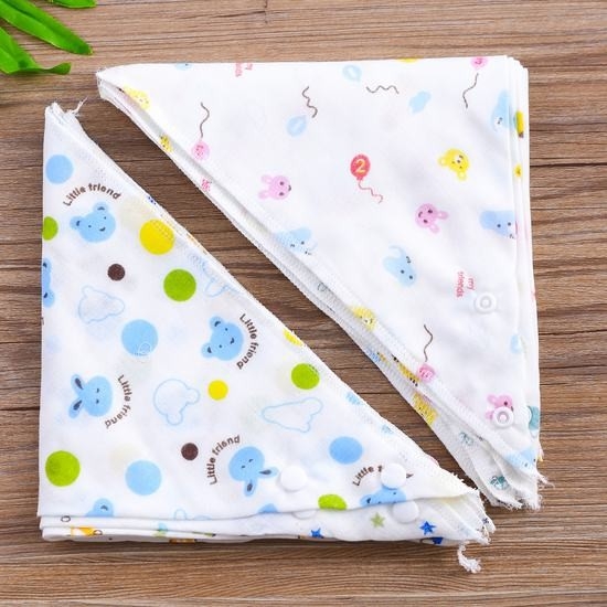 Set 2 Khăn Yếm Tam Giác Xô, Cotton 2 Lớp Có Cúc Bấm Cho Bé. Hàng Việt Nam