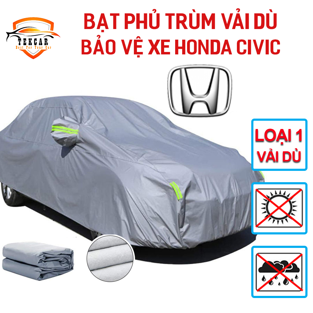 [HONDA CIVIC] Bạt vải dù phủ trùm kín bảo vệ xe honda civic chất liệu vải dù oxford cao cấp , áo trùm, bạt phủ xe 7 chỗ chống nắng, chống nóng, chống xước, chống mưa ngoài trời, bề mặt ngoài mịn bóng