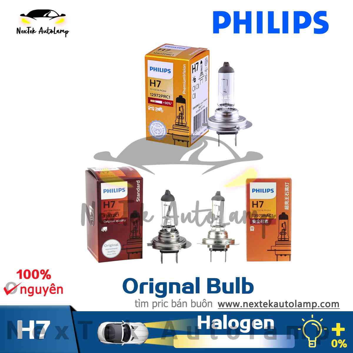 Philips h7 đèn sương mù ô tô halogen 12v 24v 55w 70w 100w đèn pha bóng đèn 12972prc1 13972prc1 13975rac1