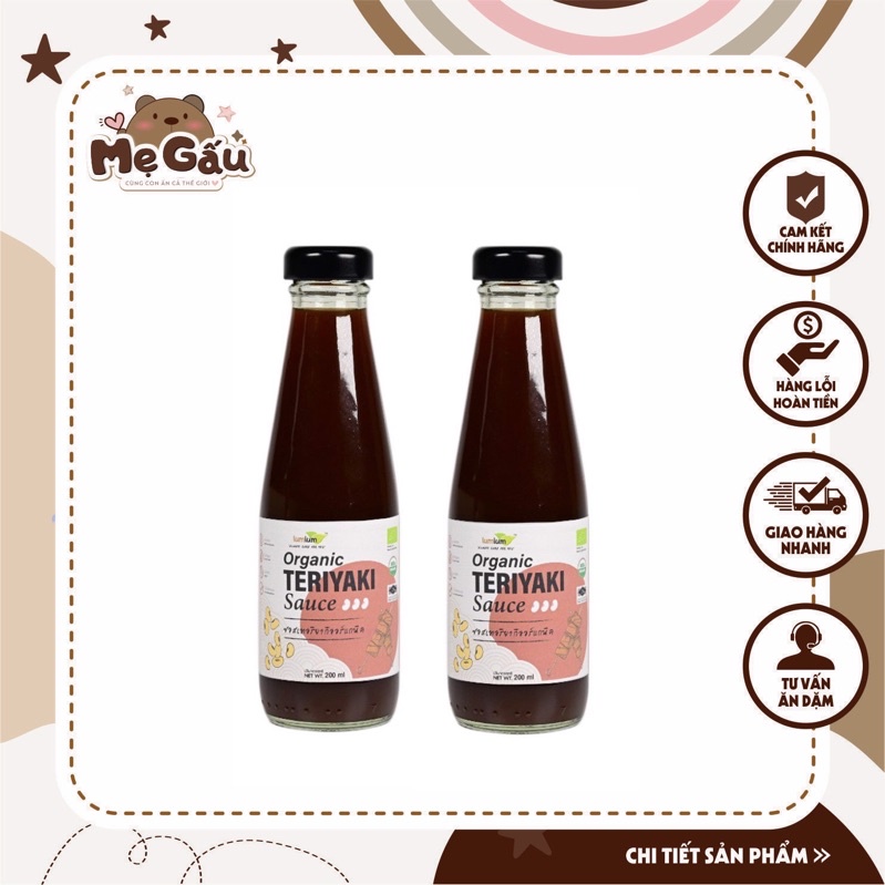 Sốt teriyaki hữu cơ 200ml lumlum - cho bé 12m+