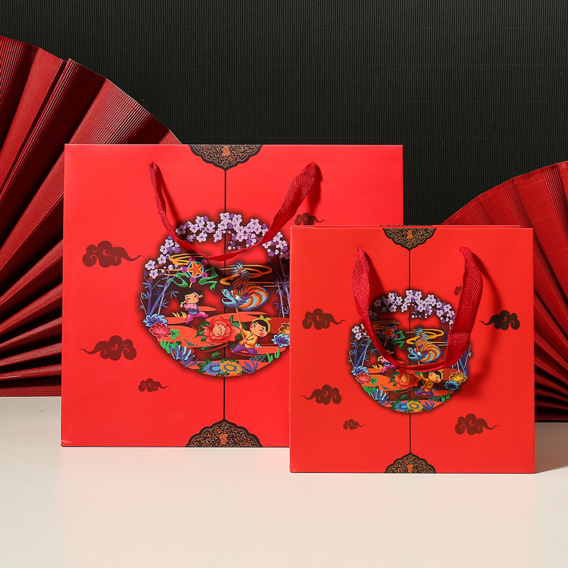 [HCM]Giao từ 3 cái | Hộp giấy đỏ MẪU RỒNG đựng quà, giỏ quà hộp quà tặng sang trọng nhiều tài lộc, túi giấy đứng đựng quà tết quà tặng sinh nhật tote