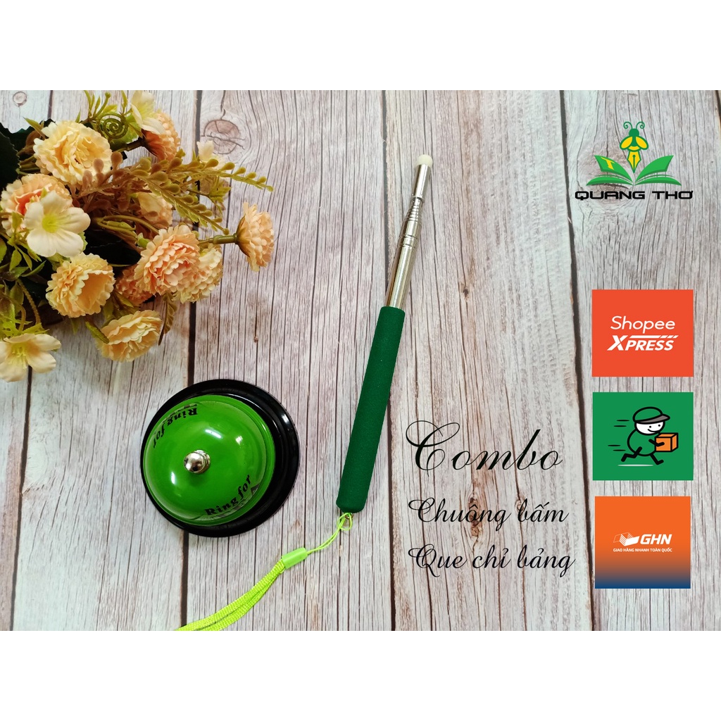 Combo chuông bấm + que chỉ bảng