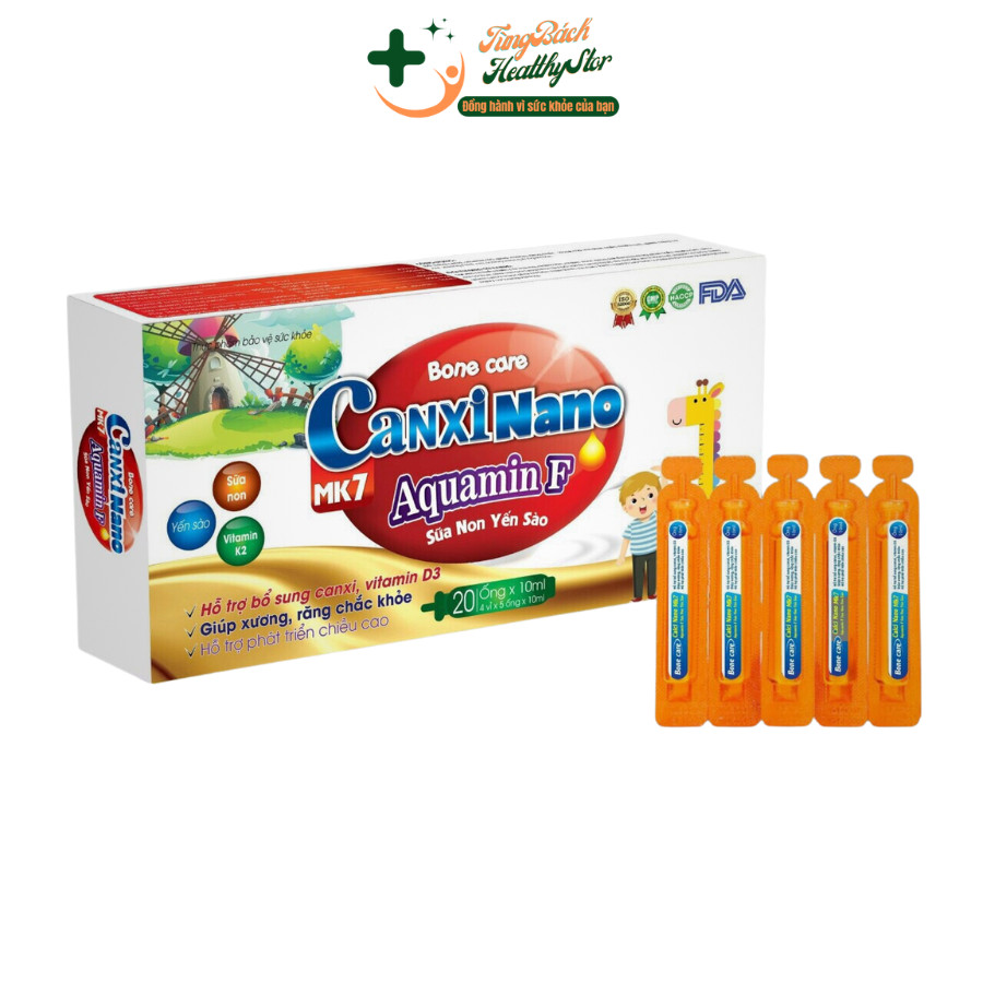 TPBVSK Siro Bone Care Canxi Nano MK7 Quamin F Sữa Non Yến Sào Hỗ Trợ Phát Triển Chiều Cao, Giúp Xương Răng Chắc Khỏe- Hộp 20 Ống,Tùng Bách Healthy Store
