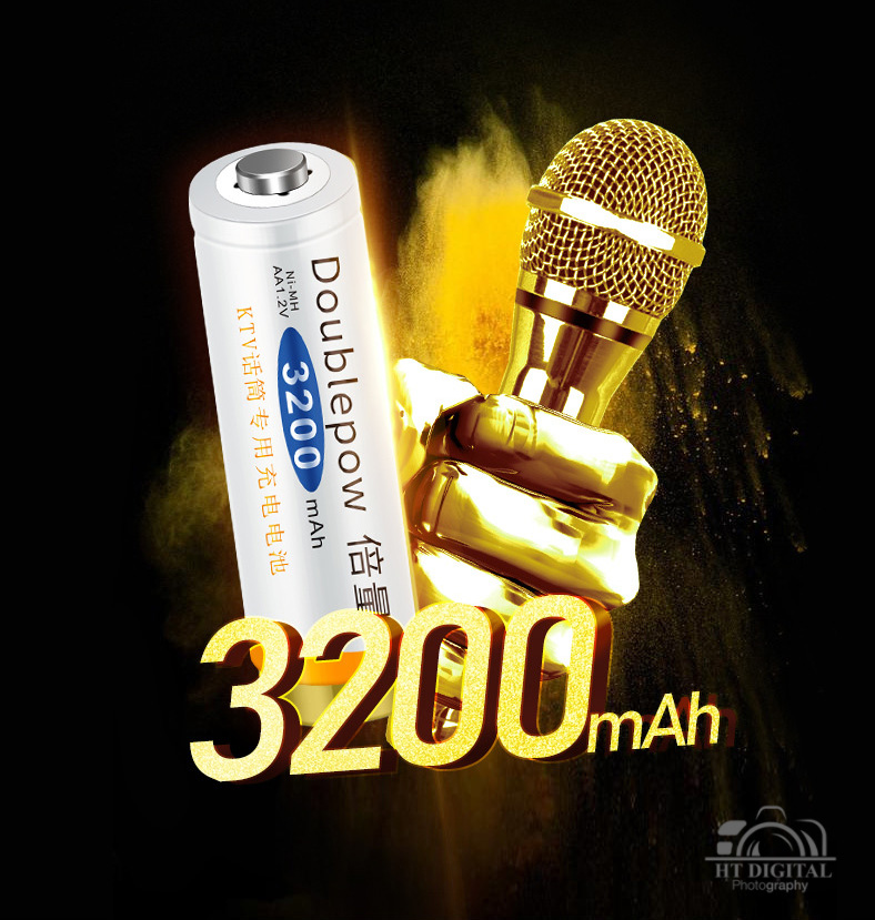 Pin sạc AA - Bộ 4 Pin 3200mAh Doublepow công suất thực lớn chuyên karaoke