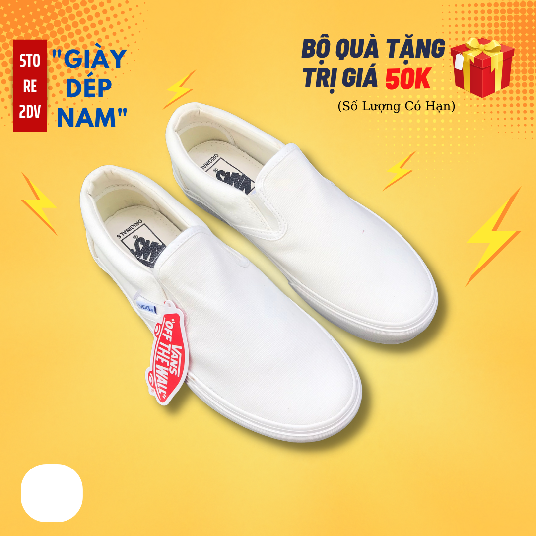 Giày lười nam xỏ trắng vans slip on white