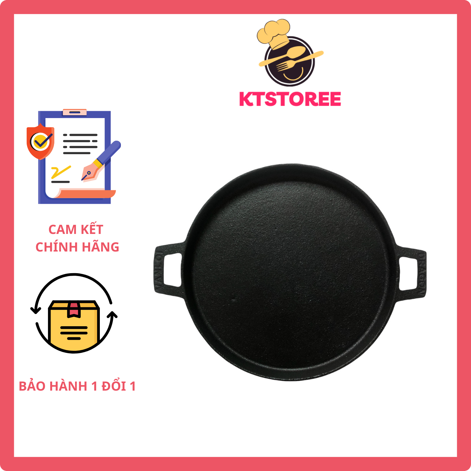 Chảo gang đổ bánh xèo chống dính Dragon 19cm