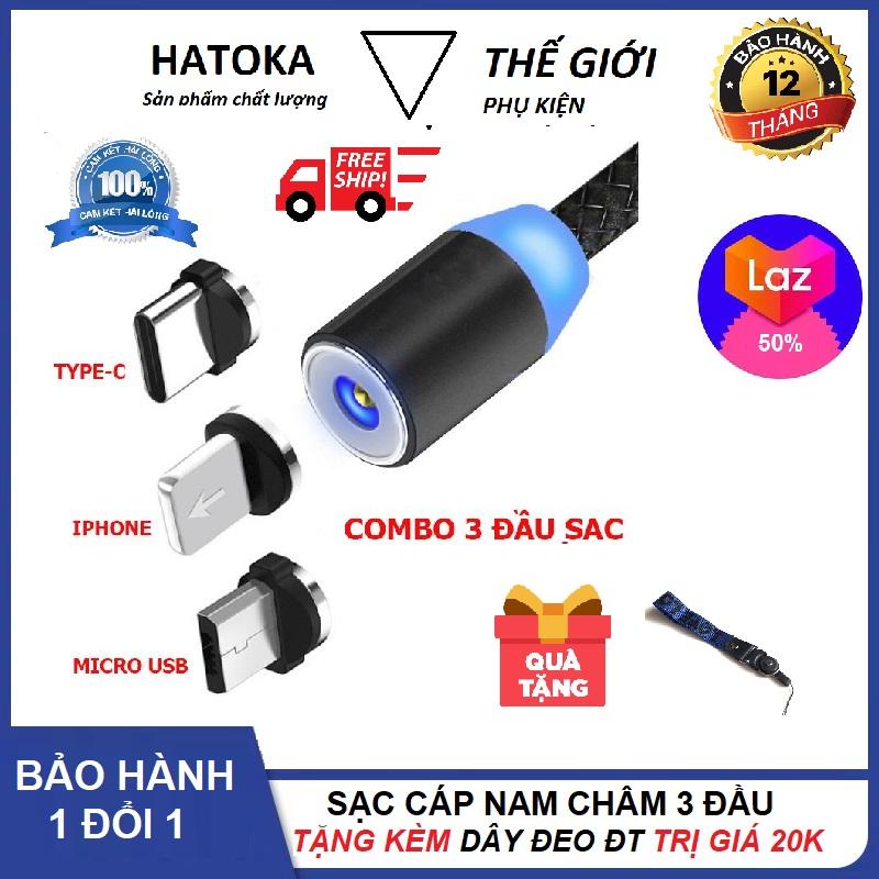 Sạc cáp nam châm 3 đầu Iphone, Micro USB, Type C xoay tròn 360 độ kiểu đầu thẳng dành cho điện thoại Iphone,Samsung, LG, Sony, OPPO, Xiaomi, Hono, Huawei, Vivo cáp sạc, cáp sạc lightning, cáp sạc type c, cáp sạc nam châm, cáp sạc nhanh
