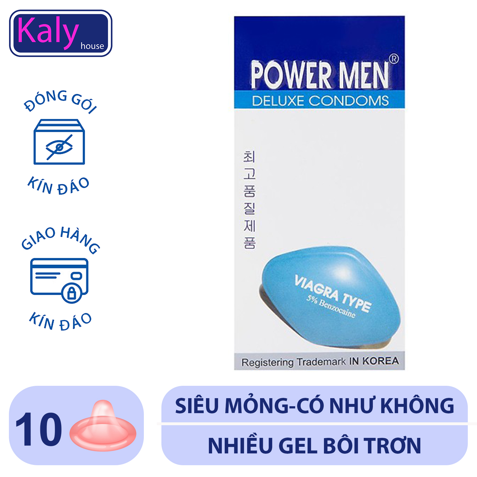 Bao Cao Su Power Men Siêu Mỏng Chống Xuất Tinh Sớm - Kéo Dài Thời Gian -Hộp 12 Bao Kalyhouse.