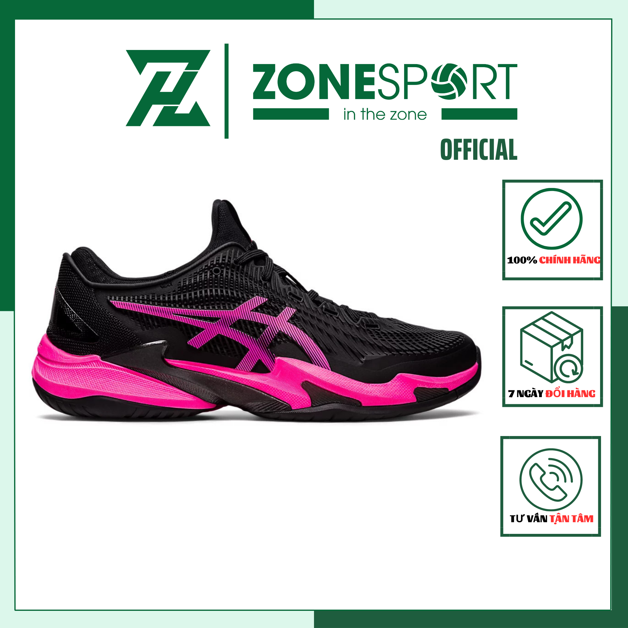Giày Tennis Asics Court FF 3 Đen Hồng - Giày Chuyên Tennis Cao Cấp thiết kế dạng ủng tăng độ ổn định lớp lưới thoáng khí