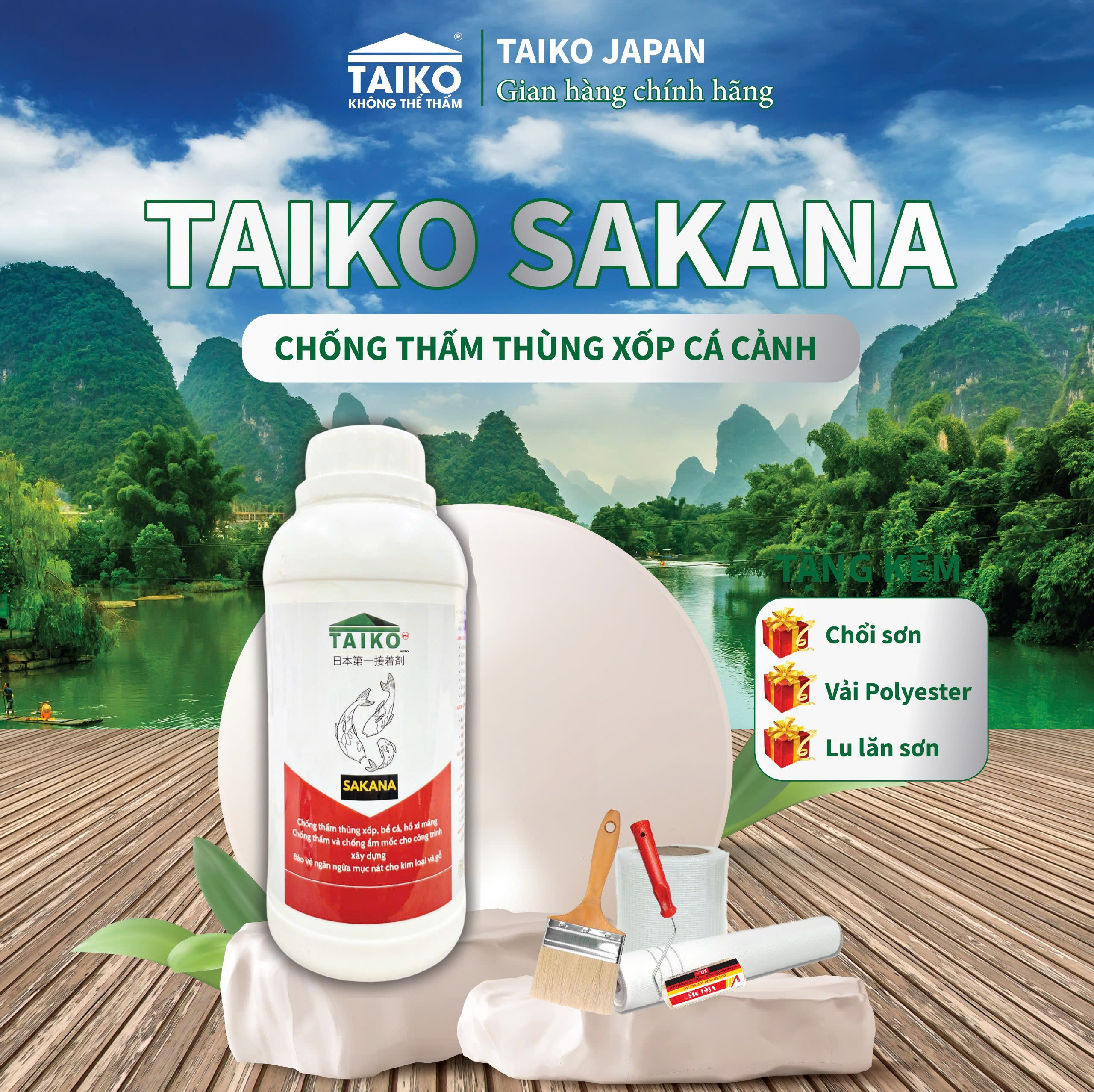 [0,1 Kg]Sơn Chống Thấm Thùng Xốp - Hồ Cá - Hồ Xi Măng, Chống Rêu / TAIKO SAKANA Dung Tích 100ml.