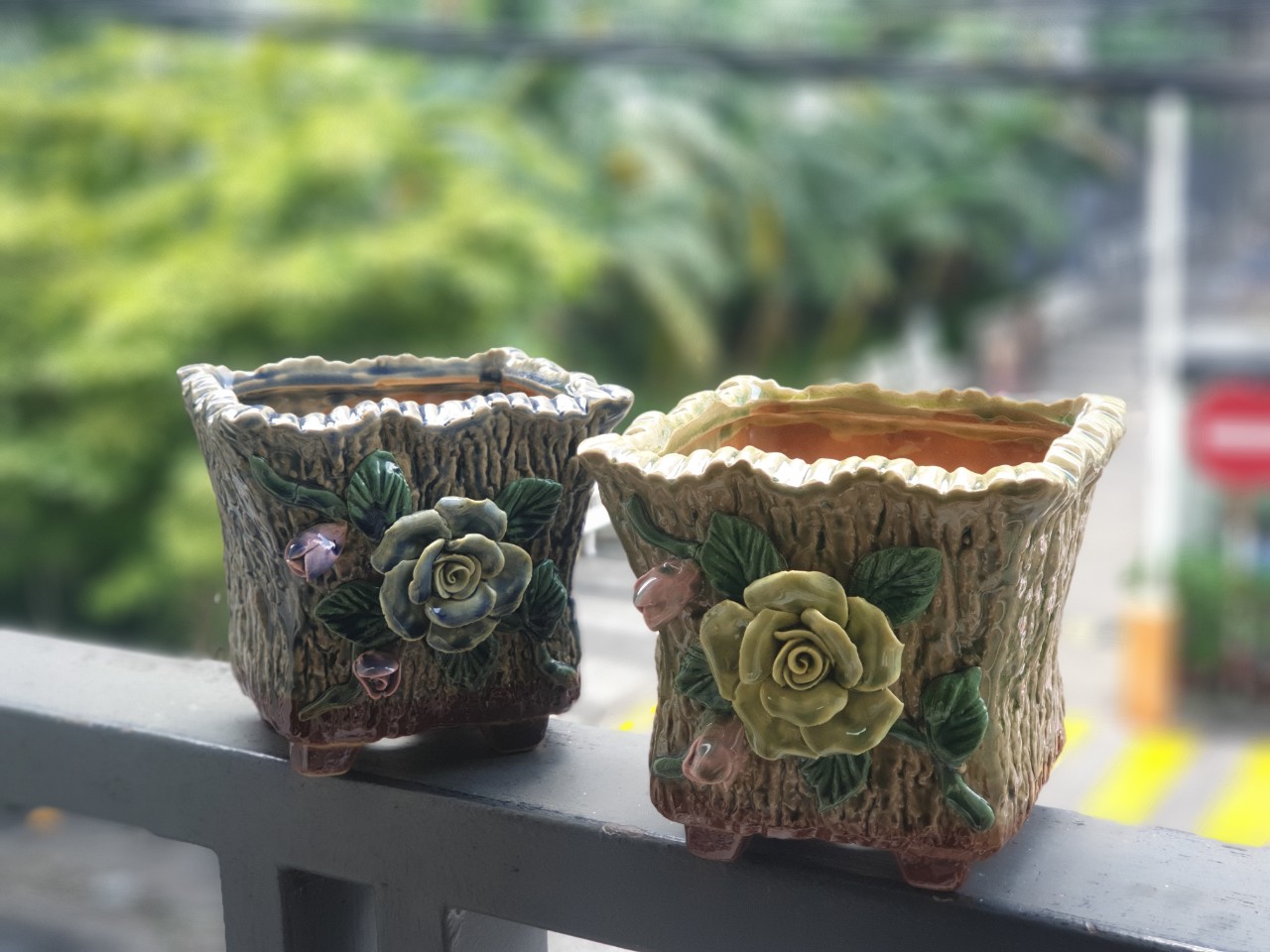Chậu gốm hoa 3D size 13cm trồng sen đá xương rồng dễ thương, chậu cây nhập khẩu