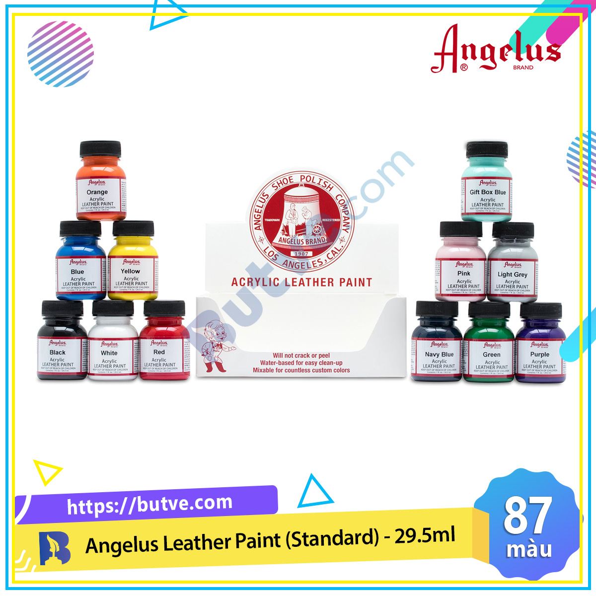 [HCM]Màu acrylic vẽ lên da vải Angelus Leather Paint (Standard) – 29.5ml (1Oz)