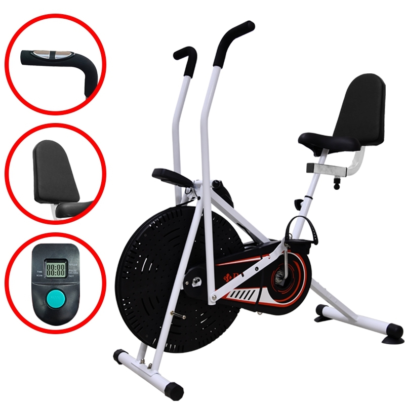 GYM19 - Xe đạp tập thể dục kết hợp tay chân 8702 màu đen phối đỏ mẫu mới 2023