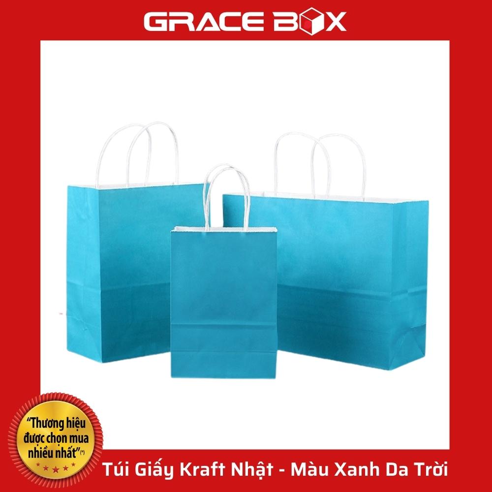 {Giá Sỉ} Túi Giấy Kraft Nhật Bản Hàng Cao Cấp - Màu Da Trời - Siêu Thị Bao Bì Grace Box