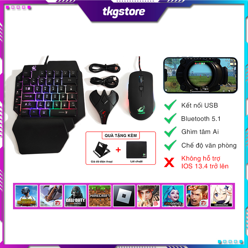 Combo bộ chuyển đổi game Meiying M3 bàn phím K15 chuột X3 chơi PUBG Mobile