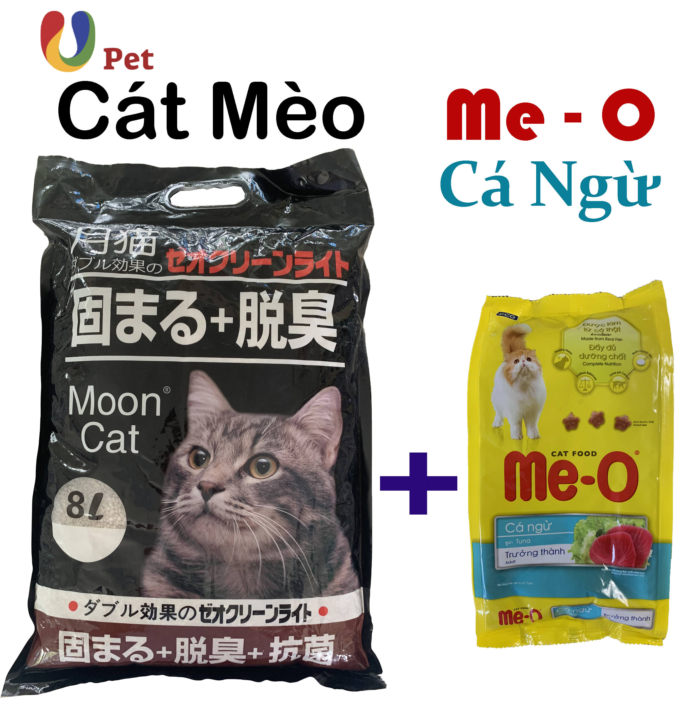 Combo cát nhật 9l & me-o cho mèo trưởng thành vị cá ngừ 350g/gói - u pet