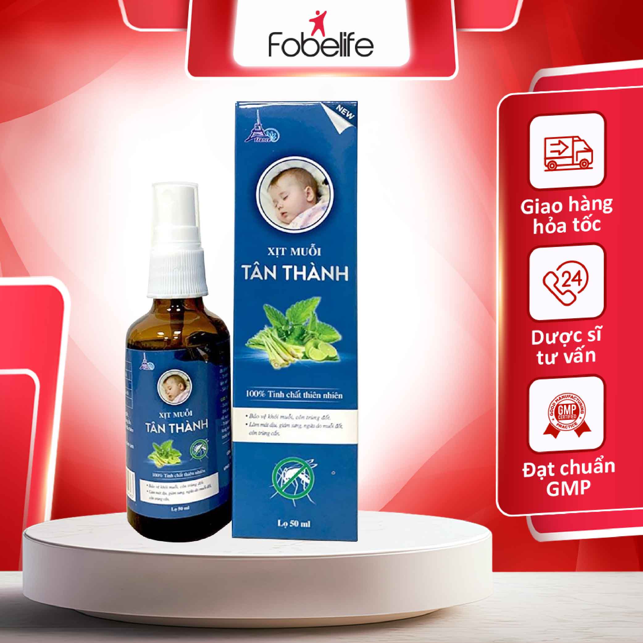 Xịt Chống Muỗi Từ 100% Tinh Dầu Thiên Nhiên Tân Thành- Chai 50ml