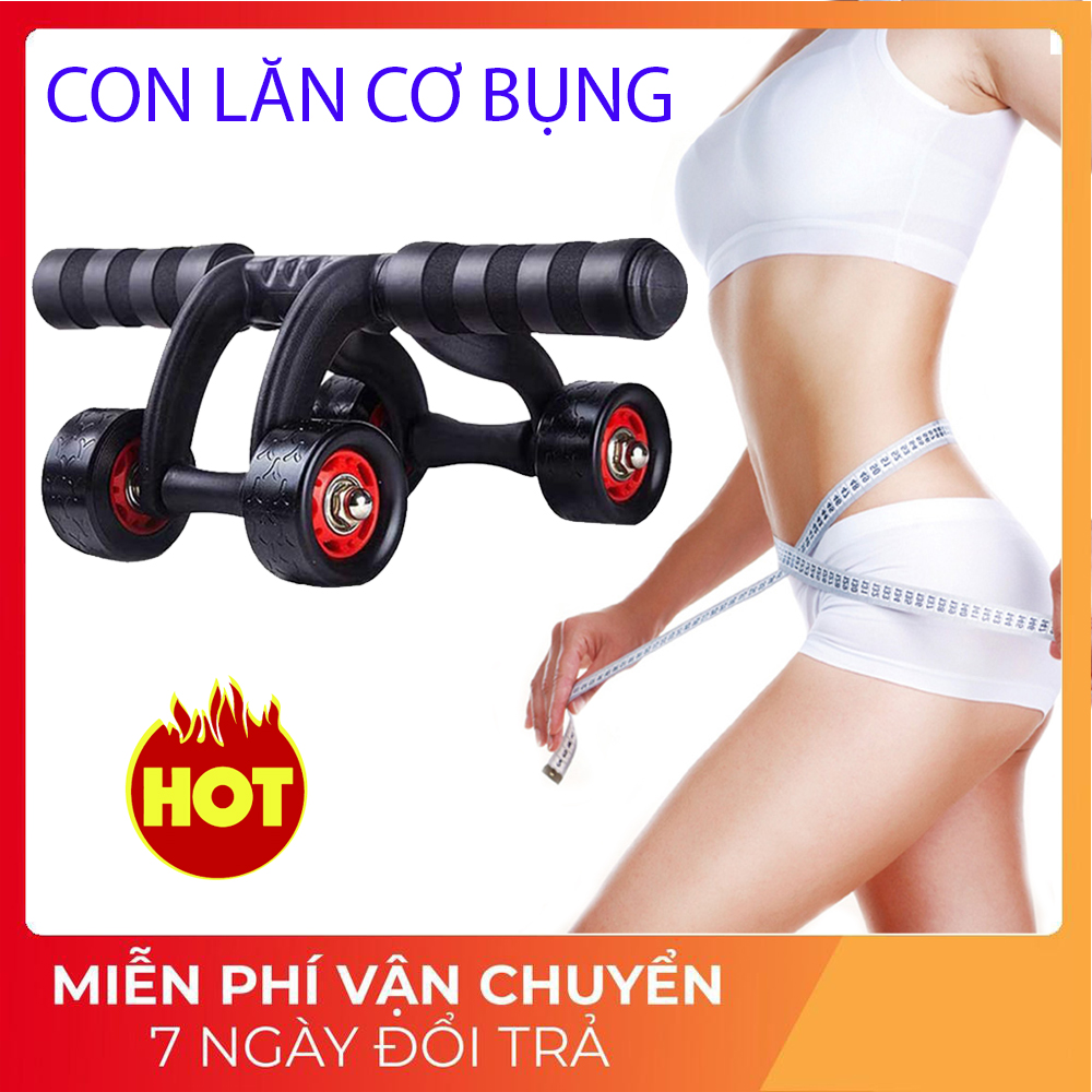 Con lăn 4 bánh tập cơ bụng cao cấp, con lan co bung 4 banh, lăn cơ bụng giá rẻ.