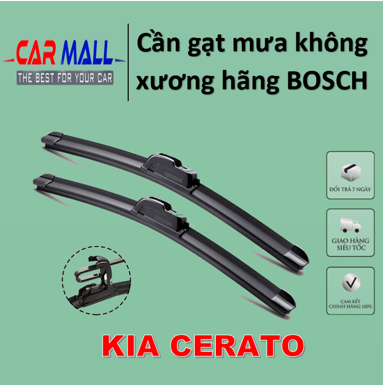 Cần gạt mưa trước KIA CERATO không xương Silicone hãng BOSCH, cần gạt mưa, lưỡi gạt mưa, chổi gạt mưa