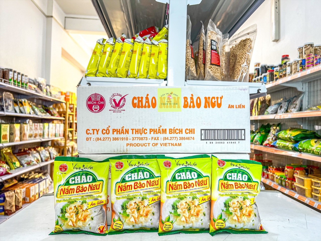 Cháo nấm bào ngư bích chi cháo chay thùng 50 gói