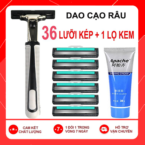 Combo Dao Cạo Râu Và Lưỡi Kép Giá Rẻ Cho Nam Giới ( 36 Lưỡi Dao Kép + 1 Bàn Cạo) Tặng 1 tuýt kem tạo bọt