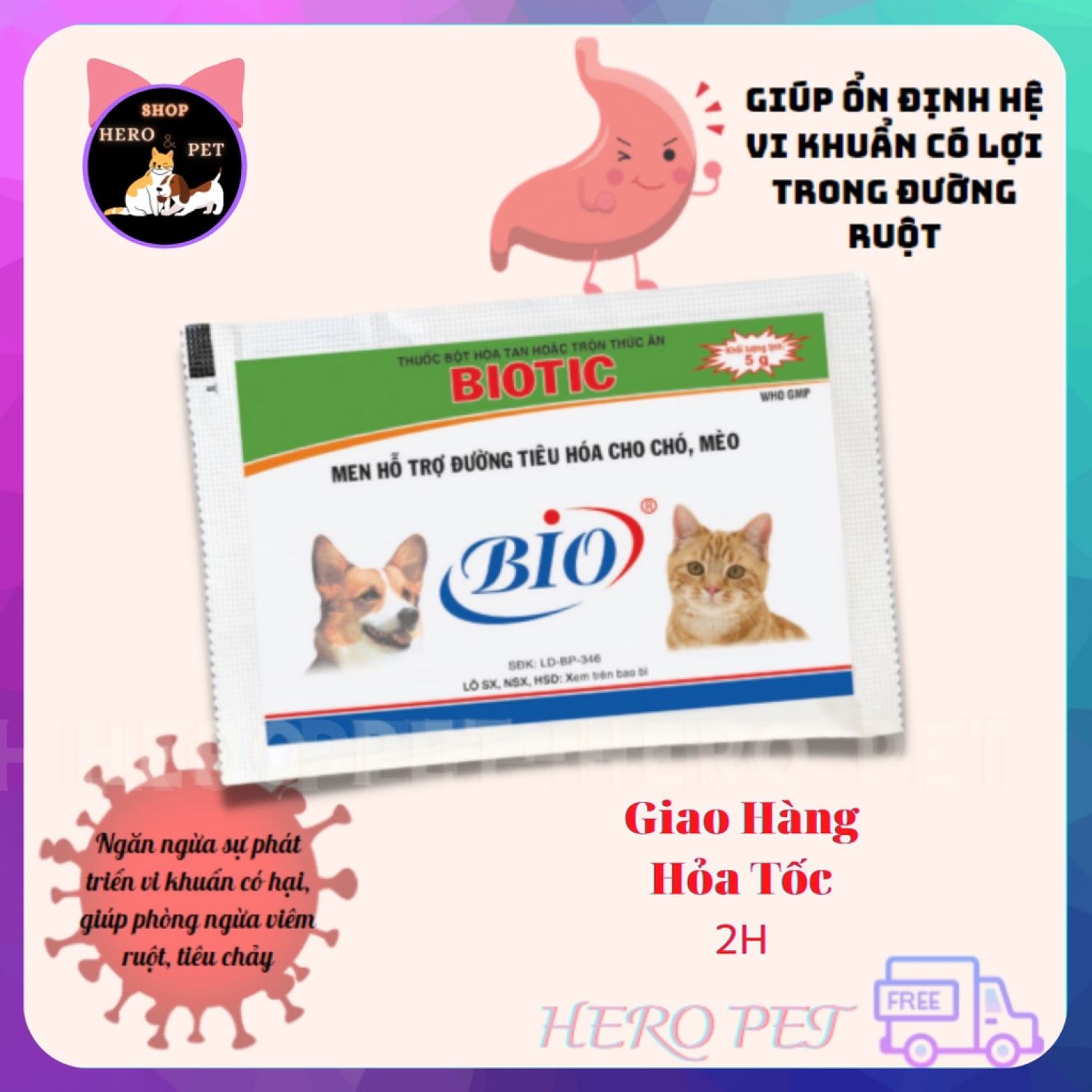 Men tiêu hoá cho chó mèo BIOTIC 5g - Men hỗ trợ tiêu hoá BIOTIC-Hero Pet