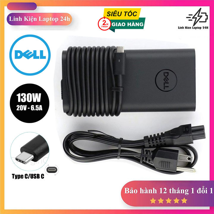 Sạc laptop dell 130w usb c dành cho dell xps 15 17, dell latitude, dell precision, dell vostro, dell alienware