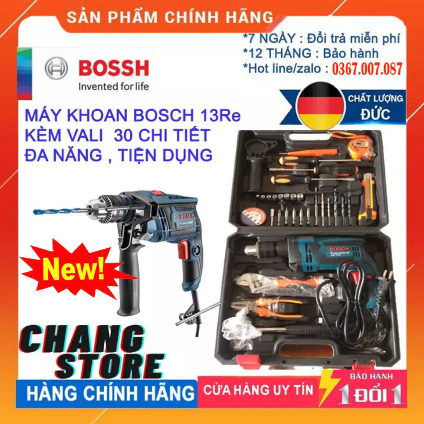 Máy khoan BOSSH đa năng 30 chi tiết Bộ máy khoan công xuất 1350w 13re động lực cầm tay SET 30 chi tiết phụ kiện đầy đủ dùng để khoan bê tông khoan tường khoan sắt khoan gỗ nhựa vv.....