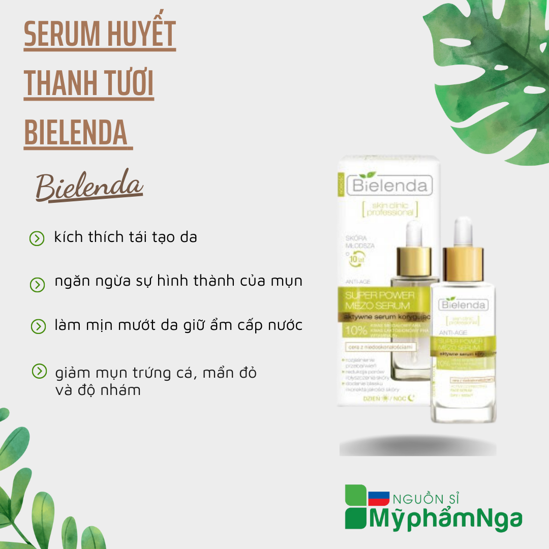 Serum huyết thanh tươi Bielenda cho da dầu mụn se khít chân lông
