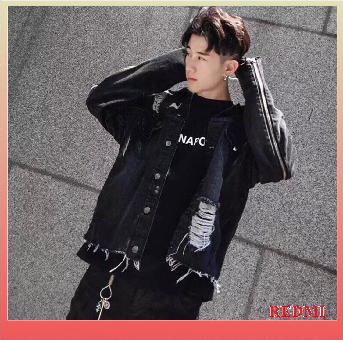 Áo khoác jean nam ,áo khoác jean rách xước kj011