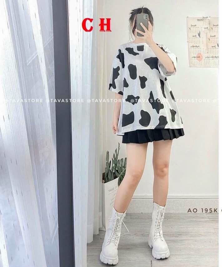 (ảnh thật) Sét áo bò sữa và chân váy xếp ly siêu xinh