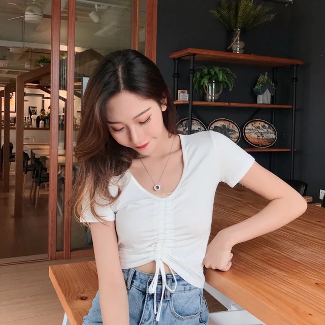 Áo Croptop Tay ngắn rút dây